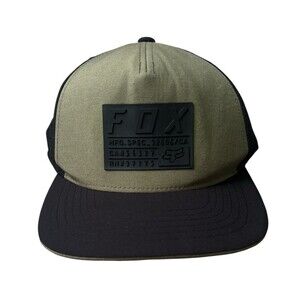 Fox Racing Trucker Mesh Hat Snapback Cap Adjustable‎ Green & Black Patch Logo